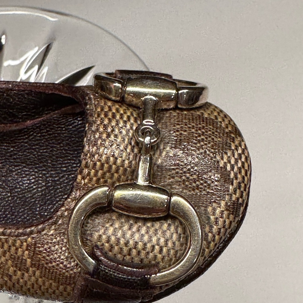 Gucci Horsebit Brown GG Logo Keychain Tiny Shoe Charm Gold Hardware + COA - Picture 5 of 12